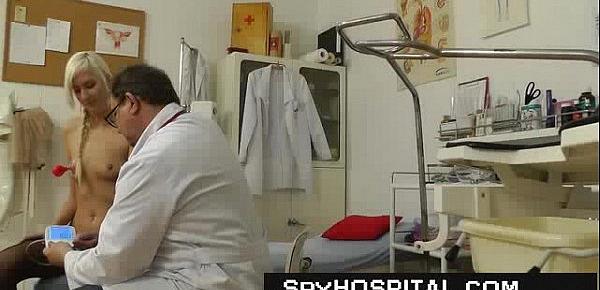  Tall skinny blonde in doctor office caught with hidden cam